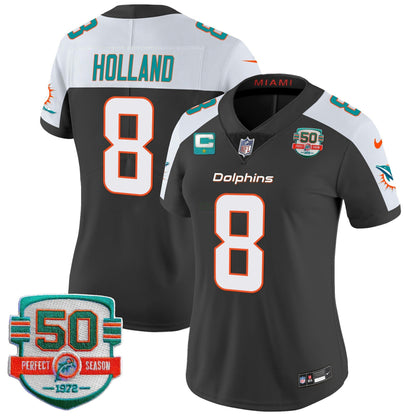Camisa NFL Women’s 50th 1972 Perfect Season Patch Vapor Jersey