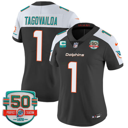 Camisa NFL Women’s 50th 1972 Perfect Season Patch Vapor Jersey