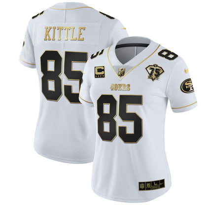 Camisa NFL Women’s 75th Anniversary Patch Branca Dourada & Preta Dourada