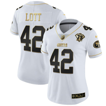Camisa NFL Women’s 75th Anniversary Patch Branca Dourada & Preta Dourada