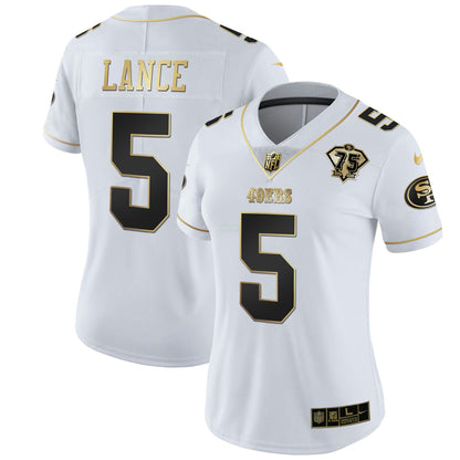 Camisa NFL Women’s 75th Anniversary Patch Branca Dourada & Preta Dourada