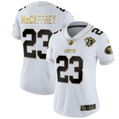 Camisa NFL Women’s 75th Anniversary Patch Branca Dourada & Preta Dourada