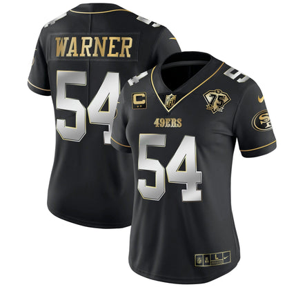 Camisa NFL Women’s 75th Anniversary Patch Branca Dourada & Preta Dourada