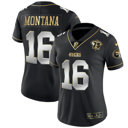 Camisa NFL Women’s 75th Anniversary Patch Branca Dourada & Preta Dourada