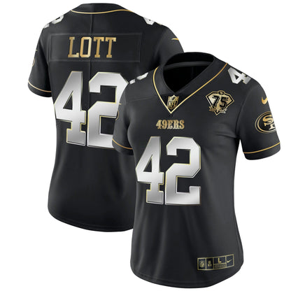 Camisa NFL Women’s 75th Anniversary Patch Branca Dourada & Preta Dourada