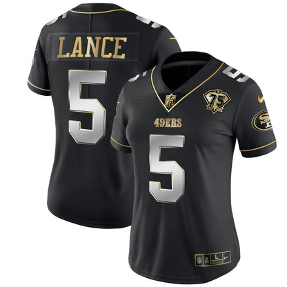Camisa NFL Women’s 75th Anniversary Patch Branca Dourada & Preta Dourada