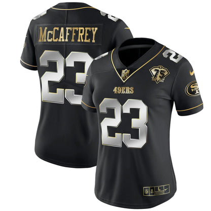 Camisa NFL Women’s 75th Anniversary Patch Branca Dourada & Preta Dourada