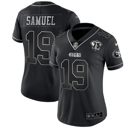 Camisa NFL Women’s 75th Anniversary Patch Branca Dourada & Preta Dourada