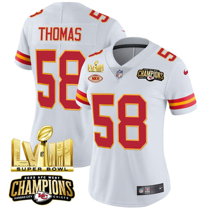 Camisa NFL Women’s AFC West Champions & Super Bowl LVIII Dourada Patch Vapor Jersey