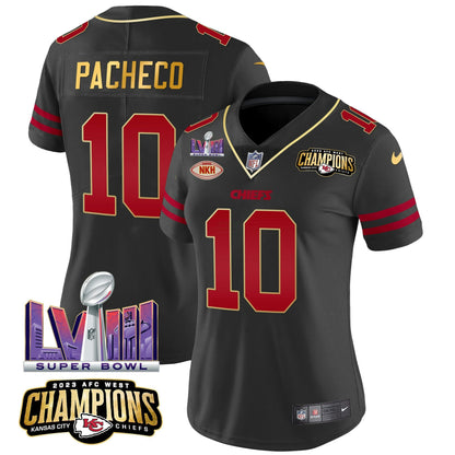 Camisa NFL Women’s AFC West Champions & Super Bowl LVIII Patch Vapor Jersey