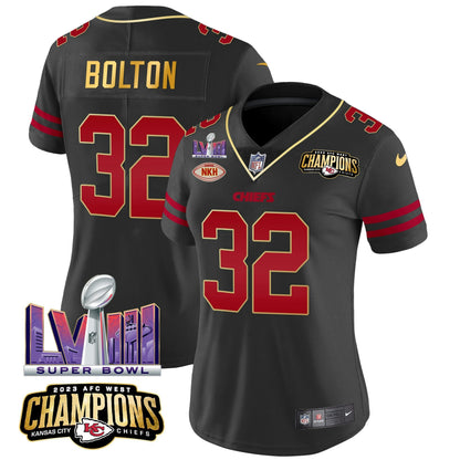 Camisa NFL Women’s AFC West Champions & Super Bowl LVIII Patch Vapor Jersey