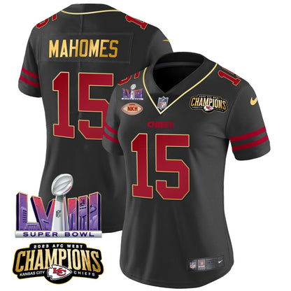 Camisa NFL Women’s AFC West Champions & Super Bowl LVIII Patch Vapor Jersey