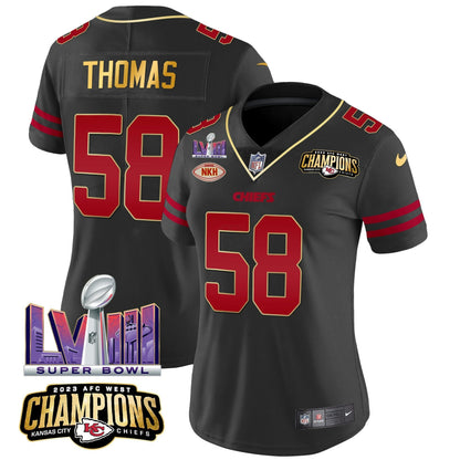 Camisa NFL Women’s AFC West Champions & Super Bowl LVIII Patch Vapor Jersey