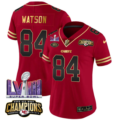 Camisa NFL Women’s AFC West Champions & Super Bowl LVIII Patch Vapor Jersey