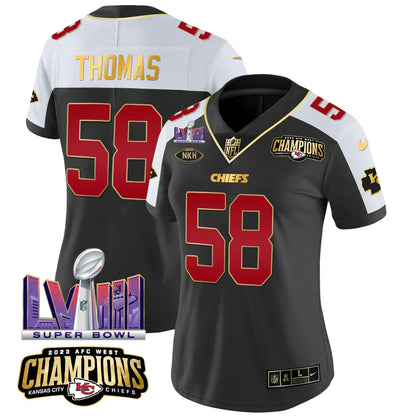 Camisa NFL Women’s AFC West Champions & Super Bowl LVIII Patch Vapor Jersey