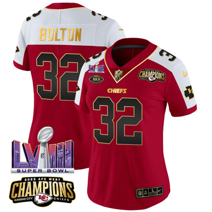 Camisa NFL Women’s AFC West Champions & Super Bowl LVIII Patch Vapor Jersey