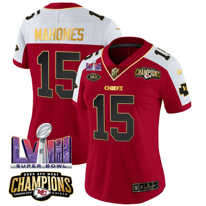 Camisa NFL Women’s AFC West Champions & Super Bowl LVIII Patch Vapor Jersey