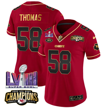 Camisa NFL Women’s AFC West Champions & Super Bowl LVIII Patch Vapor Jersey