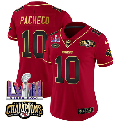 Camisa NFL Women’s AFC West Champions & Super Bowl LVIII Patch Vapor Jersey