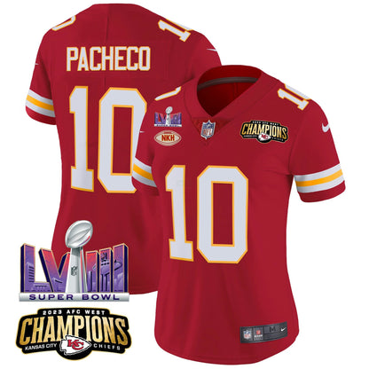 Camisa NFL Women’s AFC West Champions & Super Bowl LVIII Patch Vapor Jersey