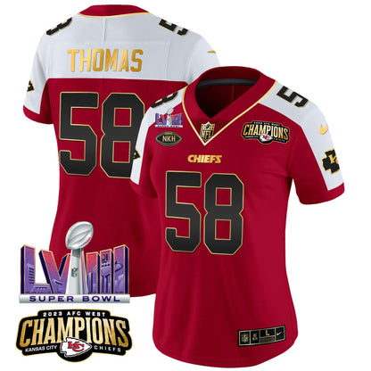 Camisa NFL Women’s AFC West Champions & Super Bowl LVIII Patch Vapor Jersey