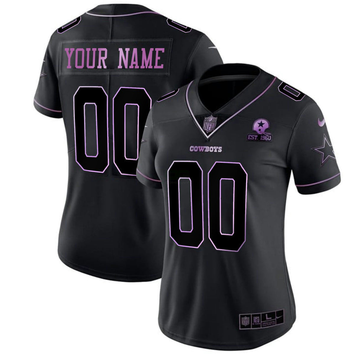 Camisa NFL Women’s Dallas Deep Purple Jersey - Preta Roxa