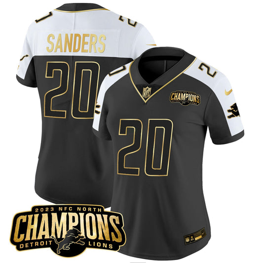 Camisa NFL Women’s Detroit 2023 NFC North Champions Patch Dourada Vapor Jersey