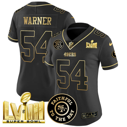 Camisa NFL Women’s Faithful & Super Bowl LVIII Dourada Patch Vapor Jersey V2