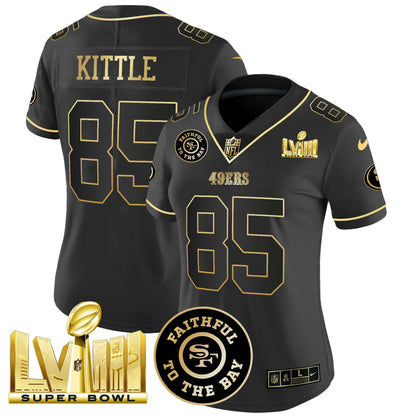 Camisa NFL Women’s Faithful & Super Bowl LVIII Dourada Patch Vapor Jersey V2