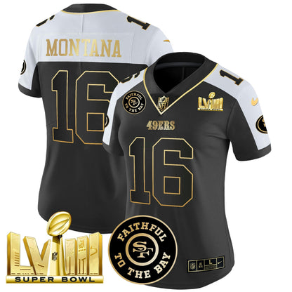 Camisa NFL Women’s Faithful & Super Bowl LVIII Dourada Patch Vapor Jersey V2