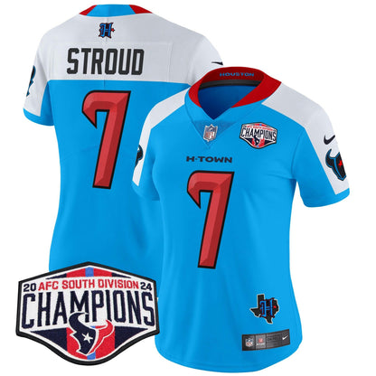 Camisa NFL Women’s Houston 2024 AFC South Division Champions Patch Vapor Limited Jersey