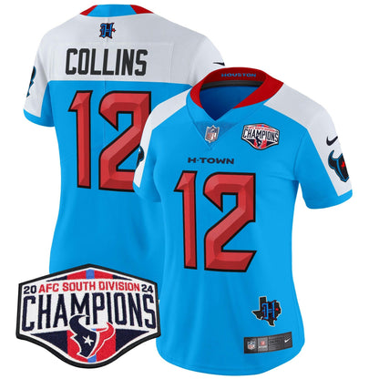Camisa NFL Women’s Houston 2024 AFC South Division Champions Patch Vapor Limited Jersey