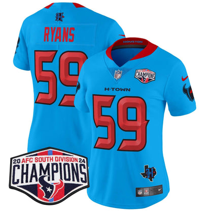 Camisa NFL Women’s Houston 2024 AFC South Division Champions Patch Vapor Limited Jersey