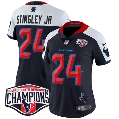 Camisa NFL Women’s Houston 2024 AFC South Division Champions Patch Vapor Limited Jersey