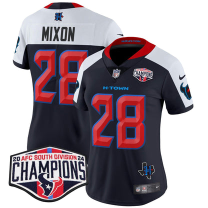 Camisa NFL Women’s Houston 2024 AFC South Division Champions Patch Vapor Limited Jersey