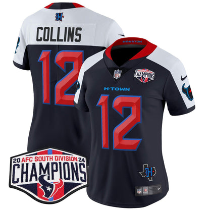 Camisa NFL Women’s Houston 2024 AFC South Division Champions Patch Vapor Limited Jersey