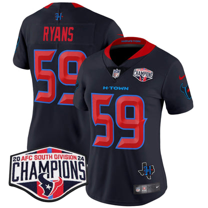 Camisa NFL Women’s Houston 2024 AFC South Division Champions Patch Vapor Limited Jersey