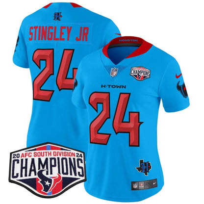 Camisa NFL Women’s Houston 2024 AFC South Division Champions Patch Vapor Limited Jersey