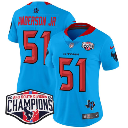 Camisa NFL Women’s Houston 2024 AFC South Division Champions Patch Vapor Limited Jersey