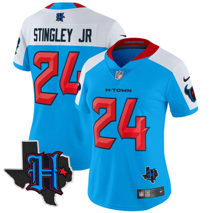 Camisa NFL Women’s Houston 2024 Texas Patch Vapor Limited Jersey V2