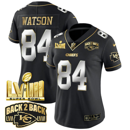 Camisa NFL Women’s Super Bowl LVIII & Back 2 Back Gold Patch Vapor Jersey V2