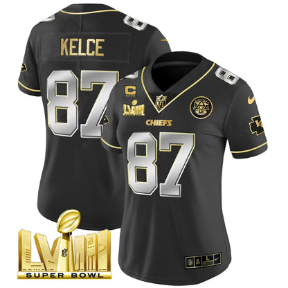 Camisa NFL Women’s Super Bowl LVIII Dourada Patch Vapor Jersey V4