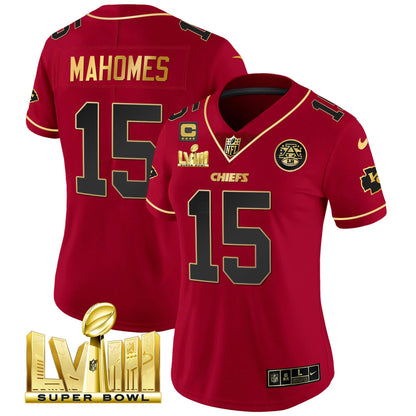Camisa NFL Women’s Super Bowl LVIII Dourada Patch Vapor Jersey V4