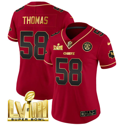 Camisa NFL Women’s Super Bowl LVIII Dourada Patch Vapor Jersey V4