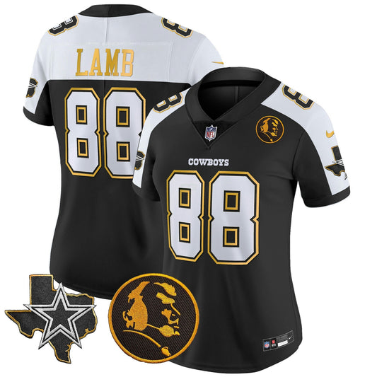 Camisa NFL Women’s Texas & John Madden Patch Dourada Trim Vapor Jersey