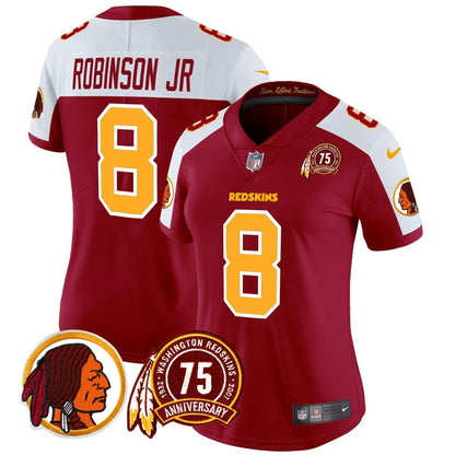 Camisa NFL Washington Commanders Women’s Washington Redskins 75th Patch Vapor Limited Jersey