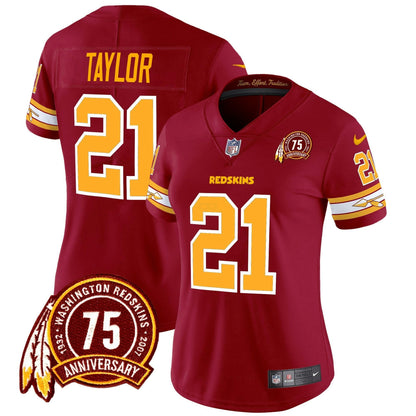 Camisa NFL Washington Commanders Women’s Washington Redskins 75th Patch Vapor Limited Jersey