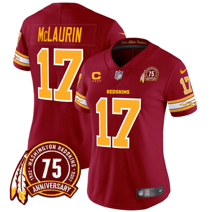 Camisa NFL Washington Commanders Women’s Washington Redskins 75th Patch Vapor Limited Jersey