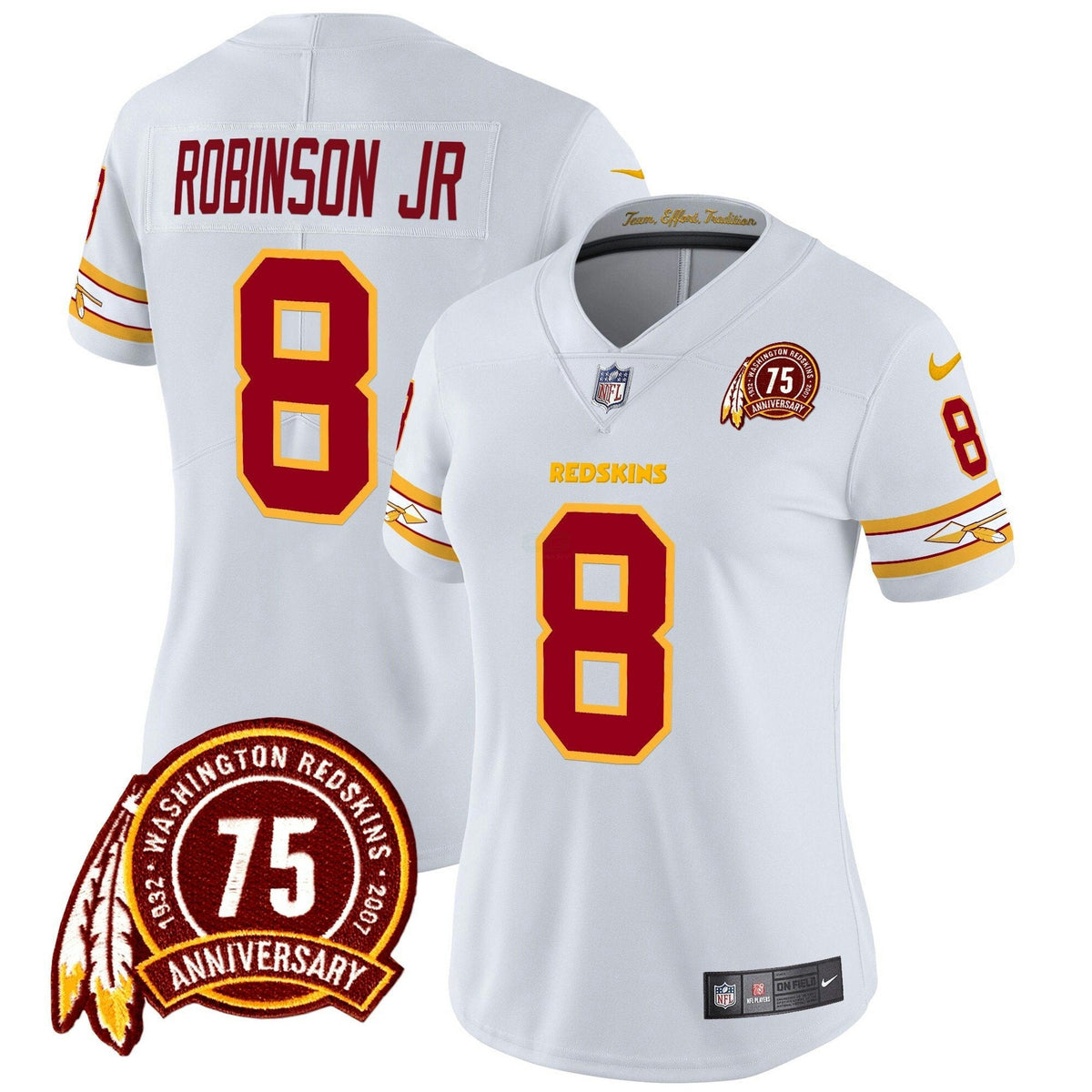 Camisa NFL Washington Commanders Women’s Washington Redskins 75th Patch Vapor Limited Jersey