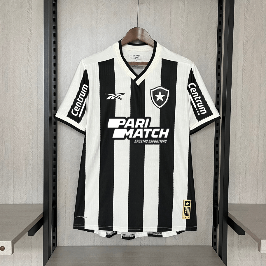 Camisa Reebok Botafogo 24/25 Casa - Preta e Branca (Com todos patrocinadores) - DA Sports Oficial